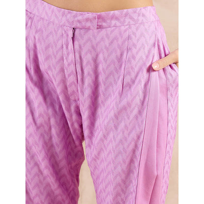 First Resort by Ramola Bachchan Purple Button Herringbone Narrow Trouser
