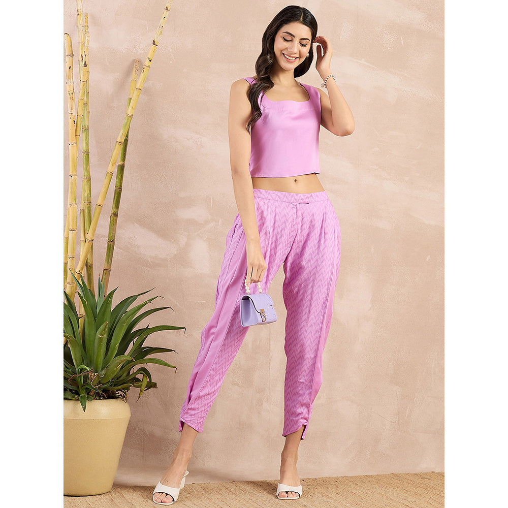 First Resort by Ramola Bachchan Purple Button Herringbone Narrow Trouser