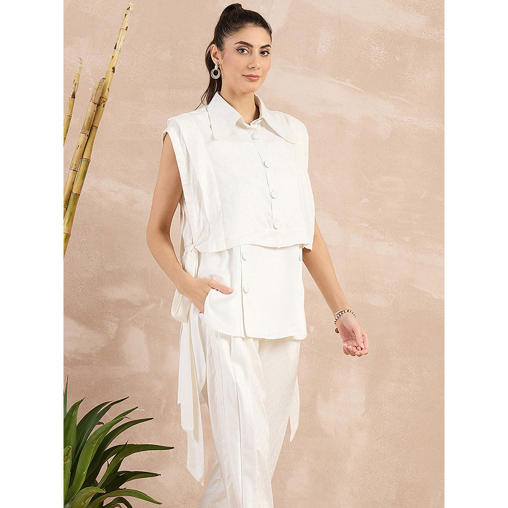 First Resort by Ramola Bachchan White Sleeveless Bib Cover-Up With Side Straps Overlay