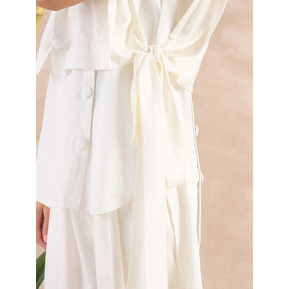 First Resort by Ramola Bachchan White Sleeveless Bib Cover-Up With Side Straps Overlay