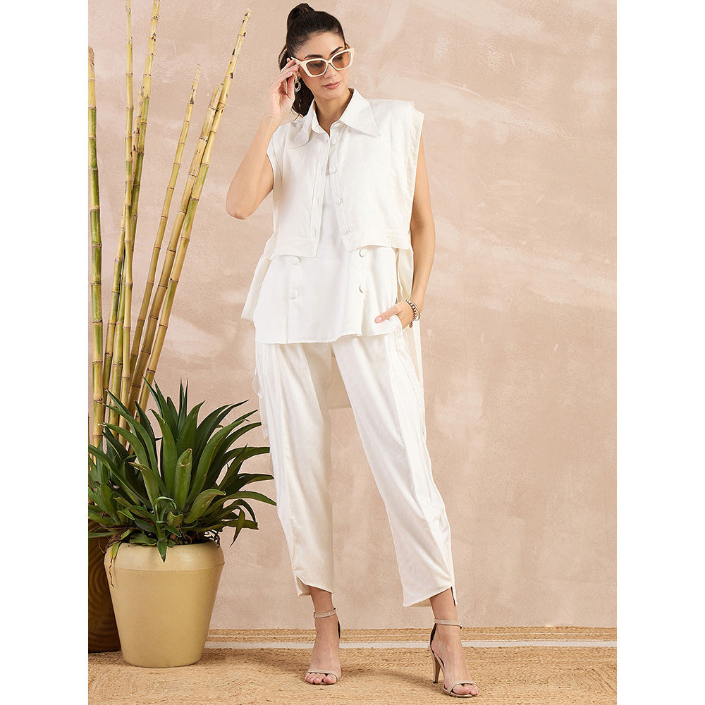 First Resort by Ramola Bachchan White Sleeveless Bib Cover-Up With Side Straps Overlay