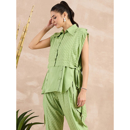 First Resort by Ramola Bachchan Pastel Green Sleeveless Bib Cover-Up With Side Straps Overlay