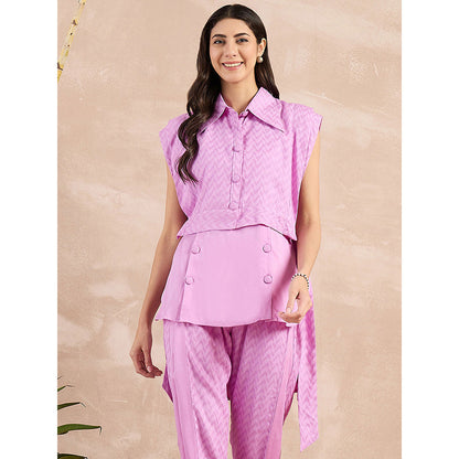 First Resort by Ramola Bachchan Purple Sleeveless Bib Cover-Up With Side Straps Overlay