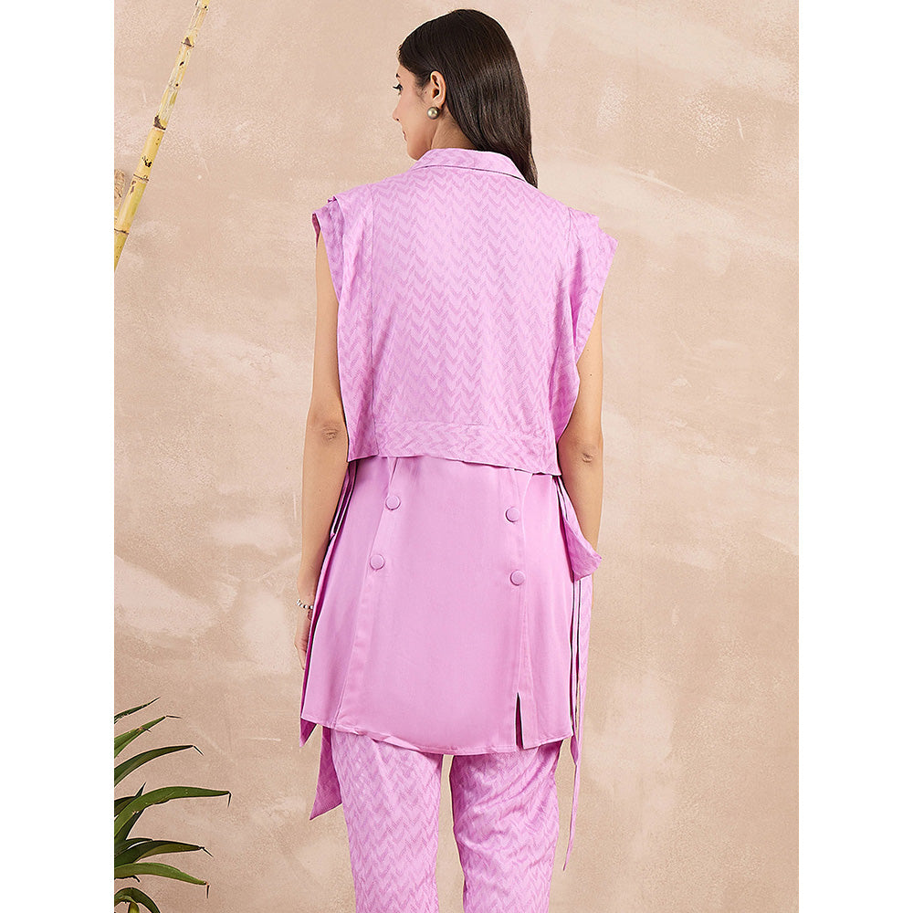 First Resort by Ramola Bachchan Purple Sleeveless Bib Cover-Up With Side Straps Overlay