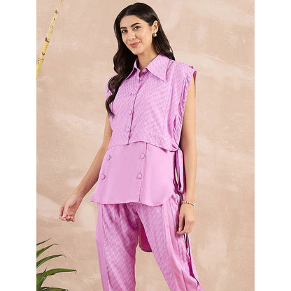First Resort by Ramola Bachchan Purple Sleeveless Bib Cover-Up With Side Straps Overlay
