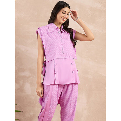 First Resort by Ramola Bachchan Purple Sleeveless Bib Cover-Up With Side Straps Overlay
