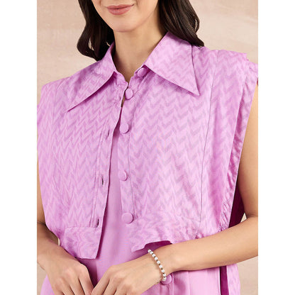 First Resort by Ramola Bachchan Purple Sleeveless Bib Cover-Up With Side Straps Overlay