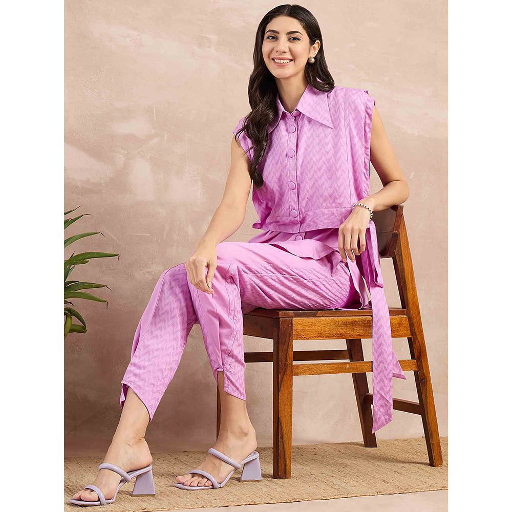 First Resort by Ramola Bachchan Purple Sleeveless Bib Cover-Up With Side Straps Overlay