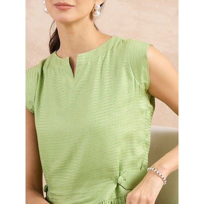 First Resort by Ramola Bachchan Pastel Green Peplum Top with Straight Pant (Set of 2)