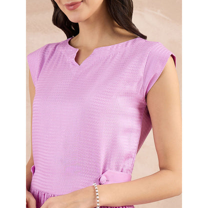 First Resort by Ramola Bachchan Purple Peplum Top with Button Down Straight Pant (Set of 2)
