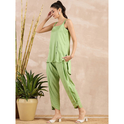 First Resort by Ramola Bachchan Pastel Green High-Low Sleeveless Top with Pant (Set of 2)