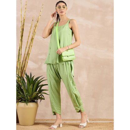 First Resort by Ramola Bachchan Pastel Green High-Low Sleeveless Top with Pant (Set of 2)