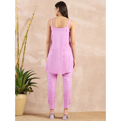 First Resort by Ramola Bachchan Purple High-Low Sleeveless Top with Pant (Set of 2)