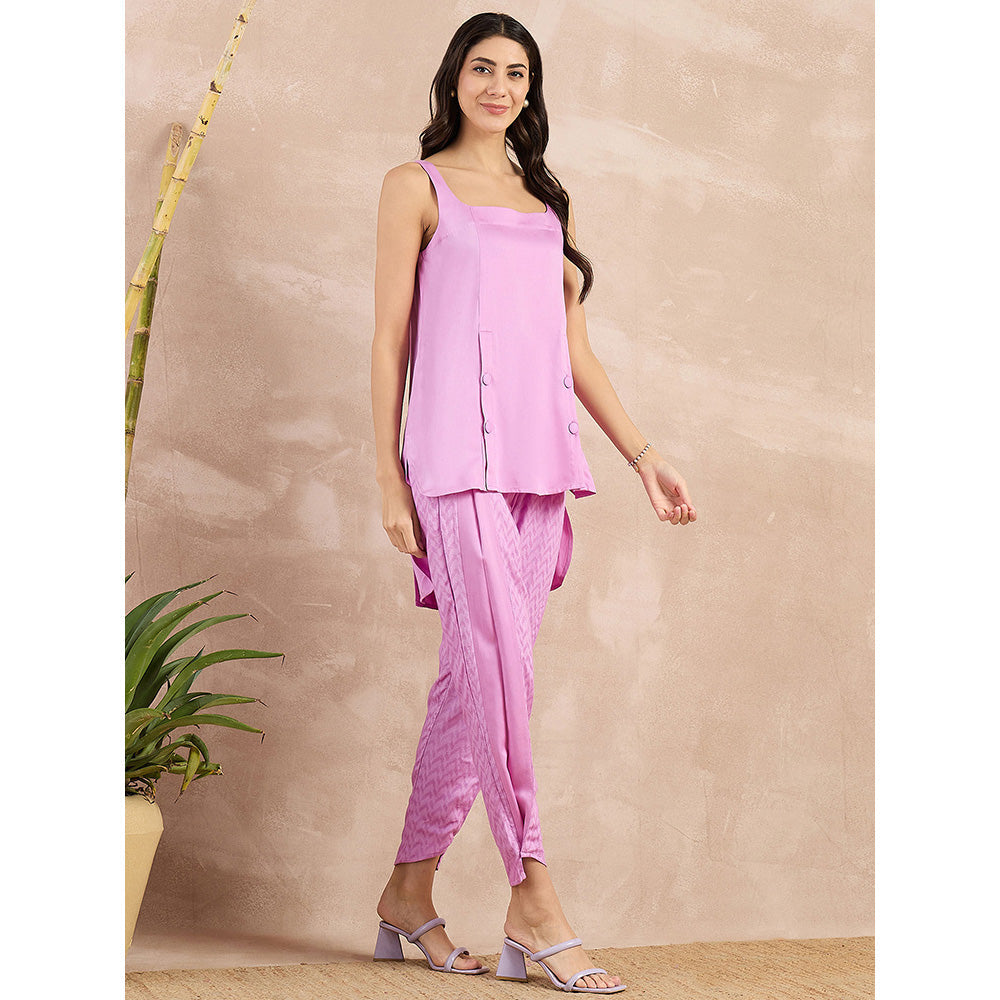 First Resort by Ramola Bachchan Purple High-Low Sleeveless Top with Pant (Set of 2)