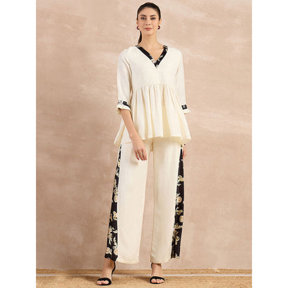 First Resort by Ramola Bachchan Beige And Black Baroque Printed Linen Co-Ord (Set of 2)