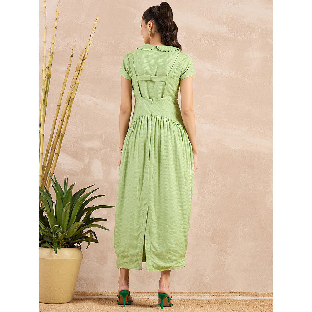 First Resort by Ramola Bachchan Pastel Green Mid Length Dress with Crop Shirt (Set of 2)