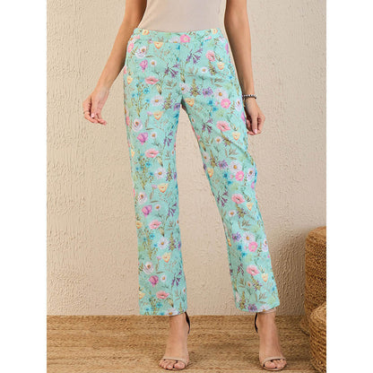 First Resort by Ramola Bachchan Aquamarine Floral Print Schiffli Co-Ord (Set of 2)
