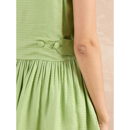 First Resort by Ramola Bachchan Pastel Green Herringbone Peplum Top