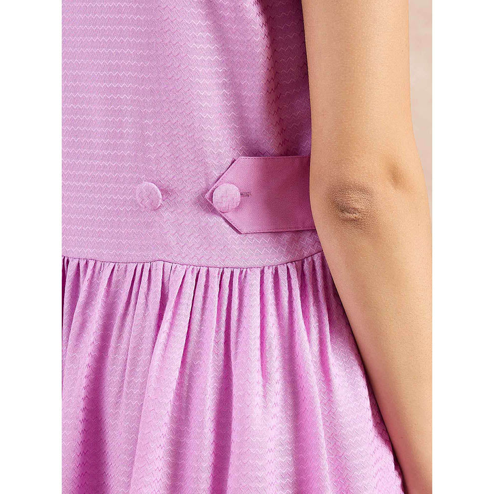 First Resort by Ramola Bachchan Purple Herringbone V-Neck Peplum Top