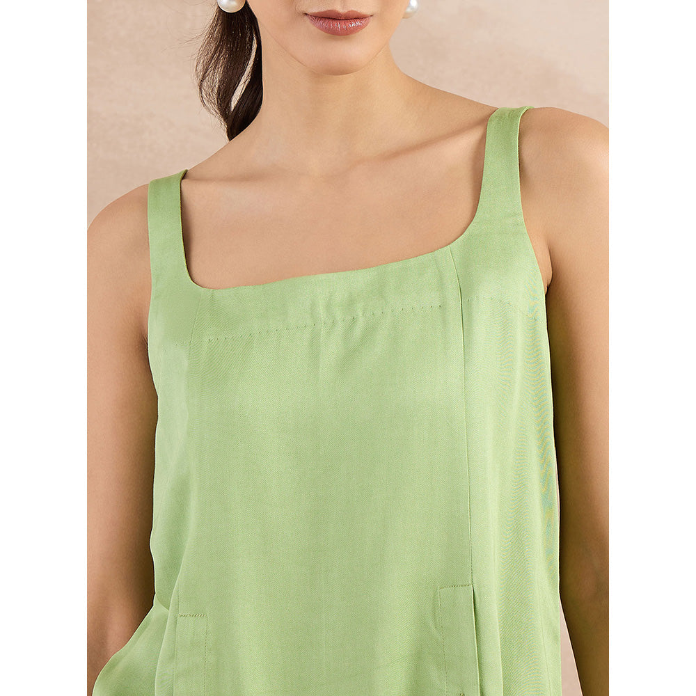 First Resort by Ramola Bachchan Pastel Green High-Low Sleeveless Top