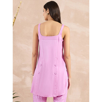 First Resort by Ramola Bachchan Purple High-Low Sleeveless Top