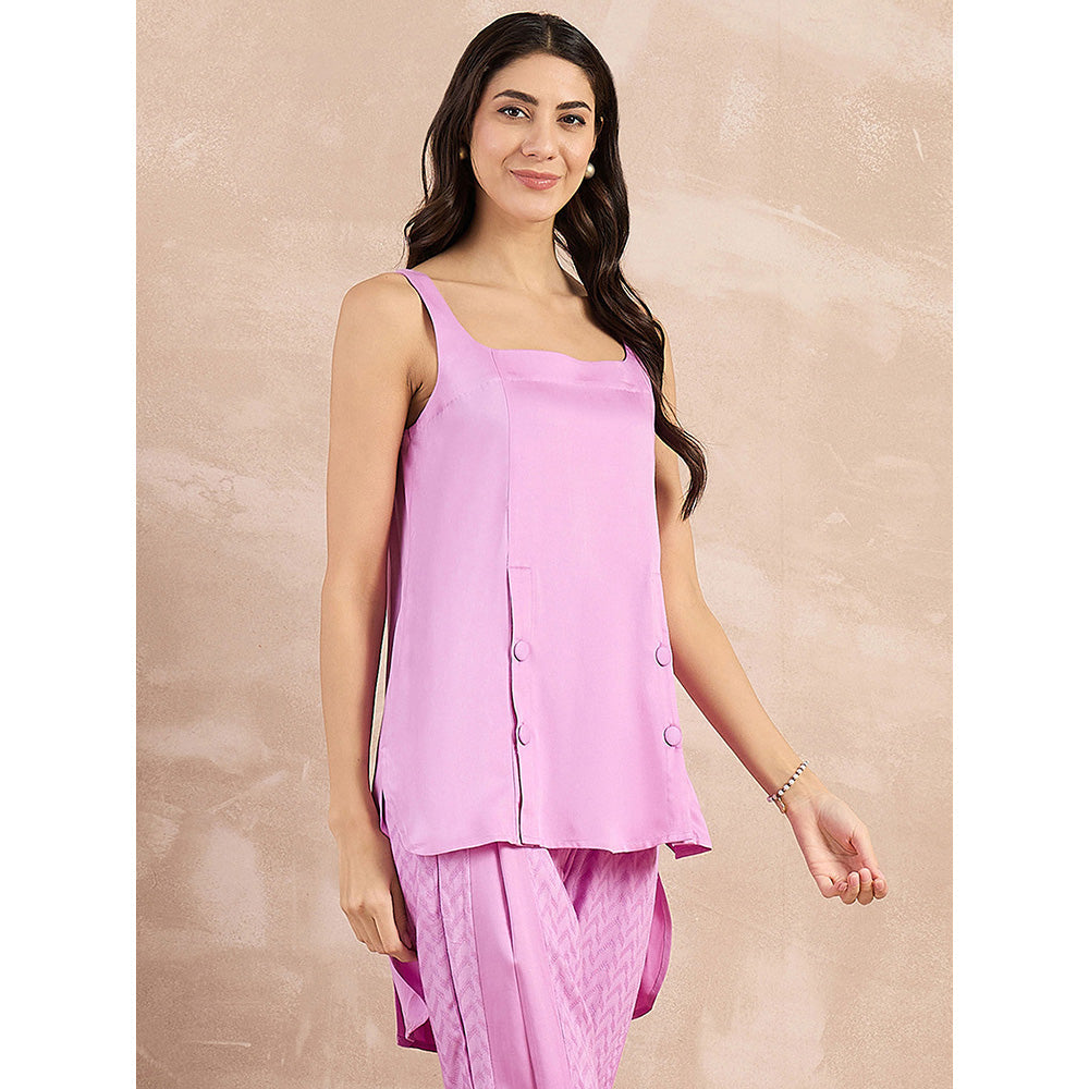 First Resort by Ramola Bachchan Purple High-Low Sleeveless Top