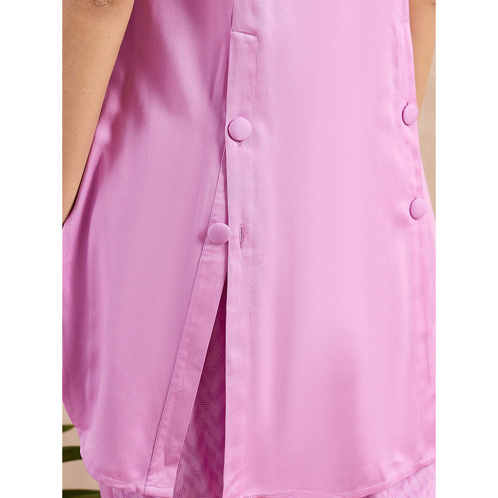First Resort by Ramola Bachchan Purple High-Low Sleeveless Top