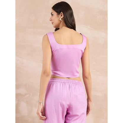 First Resort by Ramola Bachchan Purple Buttoned Camisole Crop Top