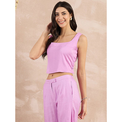 First Resort by Ramola Bachchan Purple Buttoned Camisole Crop Top