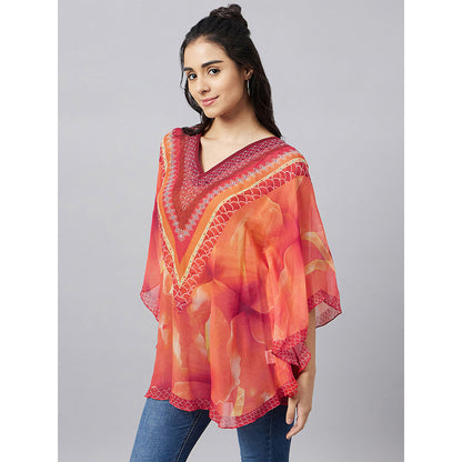 First Resort by Ramola Bachchan Orange And Red Floral Kaftan