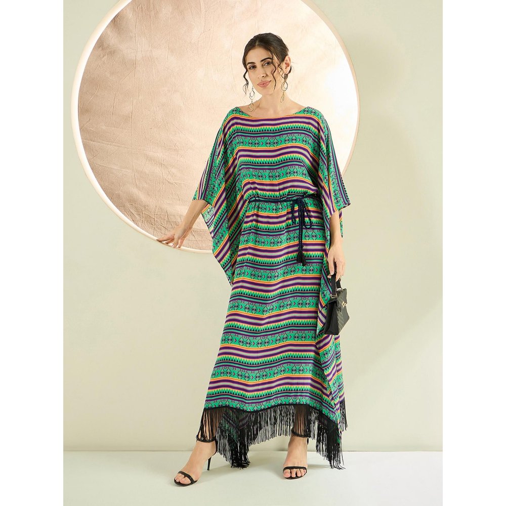 First Resort by Ramola Bachchan Green Aztec Poncho Dress (Set of 2)