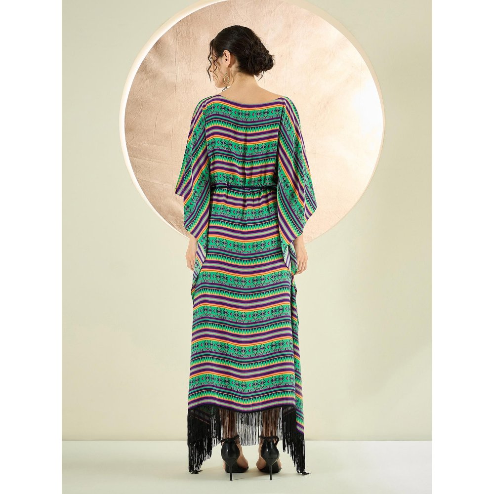 First Resort by Ramola Bachchan Green Aztec Poncho Dress (Set of 2)