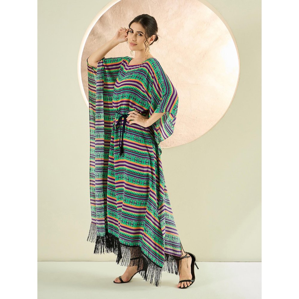 First Resort by Ramola Bachchan Green Aztec Poncho Dress (Set of 2)