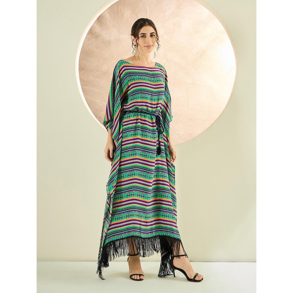 First Resort by Ramola Bachchan Green Aztec Poncho Dress (Set of 2)