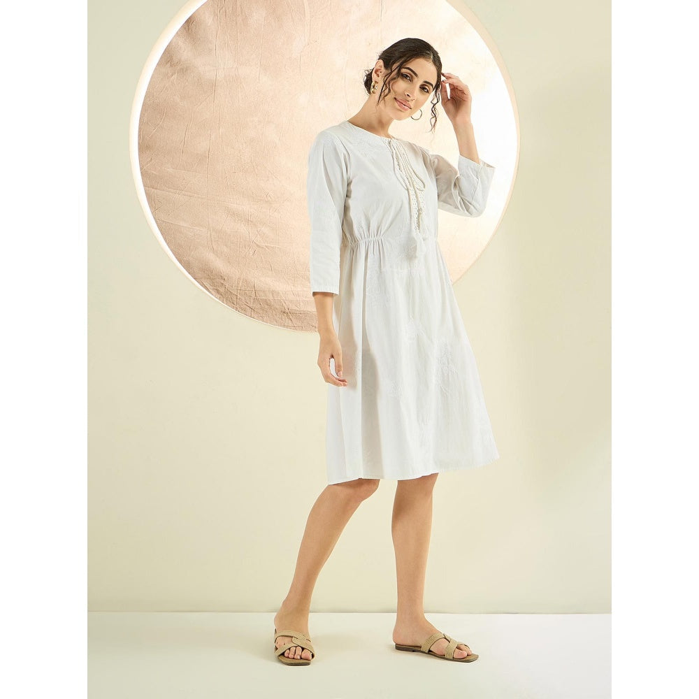 First Resort by Ramola Bachchan White Cross Stitch Dress