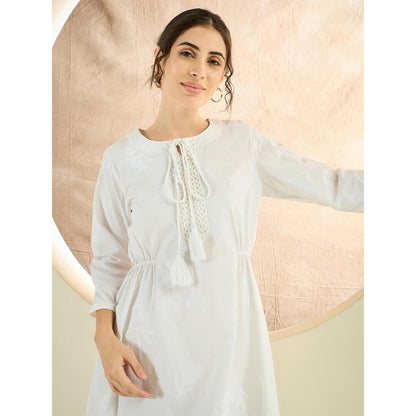 First Resort by Ramola Bachchan White Cross Stitch Dress