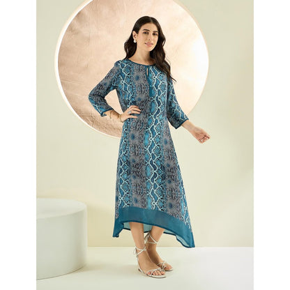 First Resort by Ramola Bachchan Teal Python Print Slimline Kaftan Dress