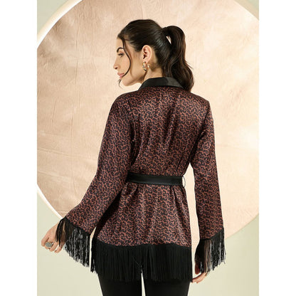 First Resort by Ramola Bachchan Brown Animal Print Shirt with Belt (Set of 2)