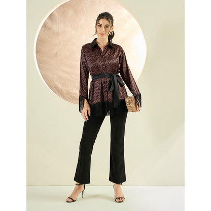 First Resort by Ramola Bachchan Brown Animal Print Shirt with Belt (Set of 2)
