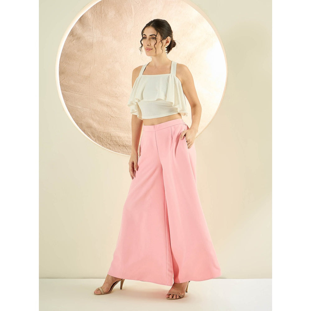 First Resort by Ramola Bachchan Pink Wide Leg Pant