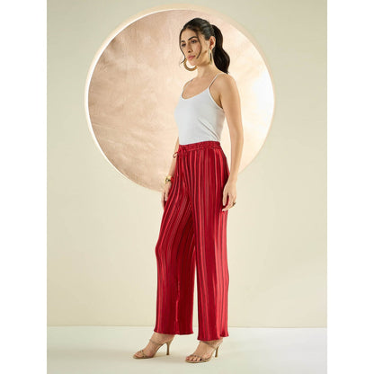 First Resort by Ramola Bachchan Venetian Red Box Pleated Palazzo