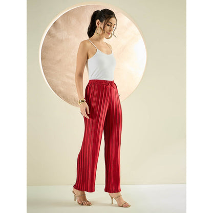 First Resort by Ramola Bachchan Venetian Red Box Pleated Palazzo