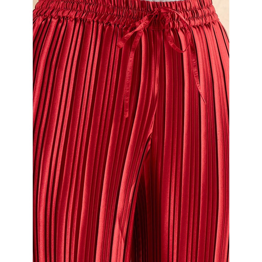 First Resort by Ramola Bachchan Venetian Red Box Pleated Palazzo