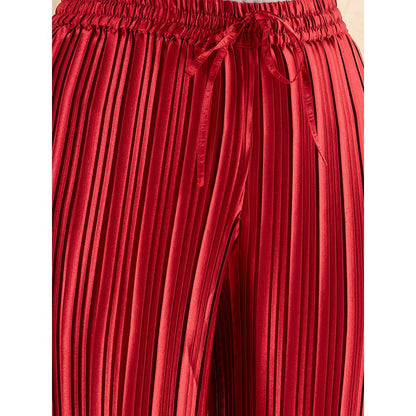First Resort by Ramola Bachchan Venetian Red Box Pleated Palazzo