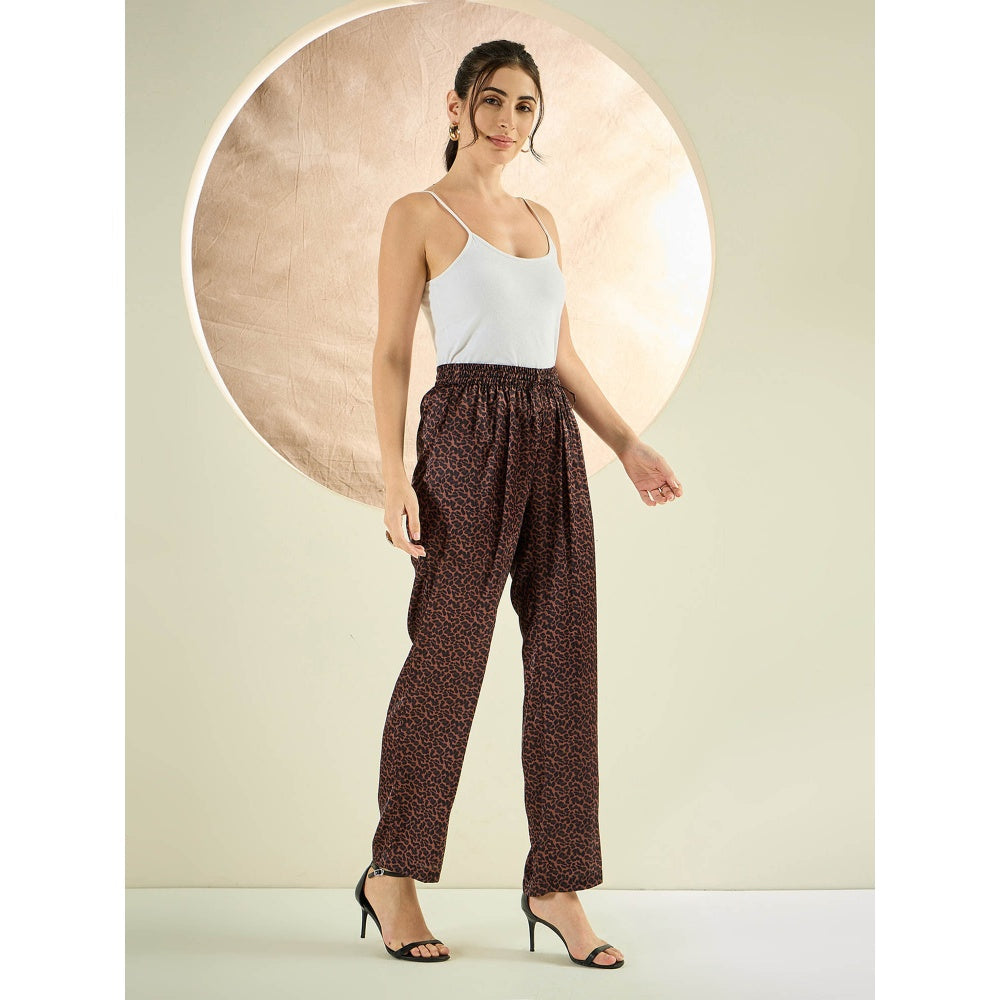First Resort by Ramola Bachchan Brown Animal Print Pant
