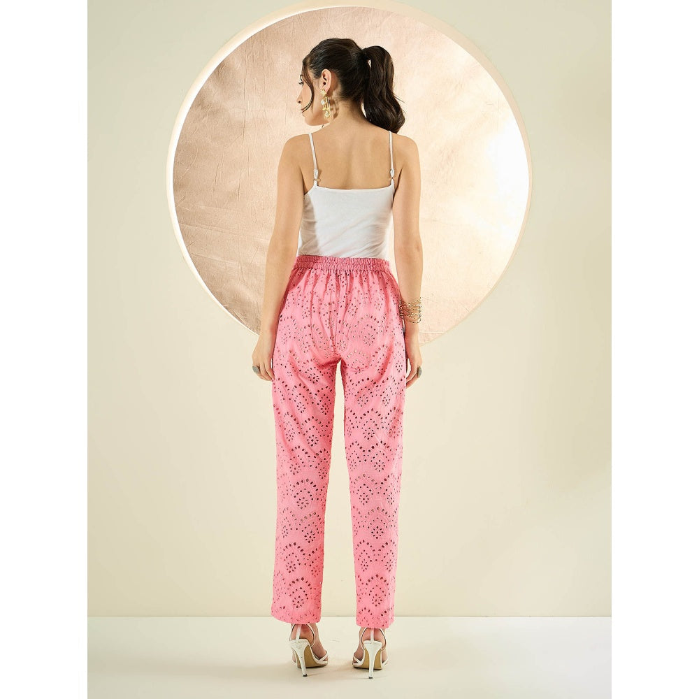 First Resort by Ramola Bachchan Pink Eyelet Pant