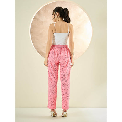 First Resort by Ramola Bachchan Pink Eyelet Pant