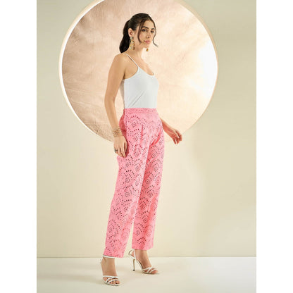 First Resort by Ramola Bachchan Pink Eyelet Pant