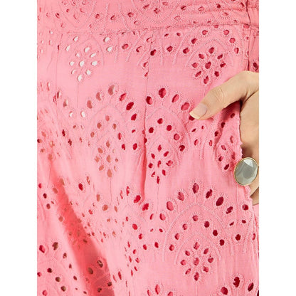 First Resort by Ramola Bachchan Pink Eyelet Pant
