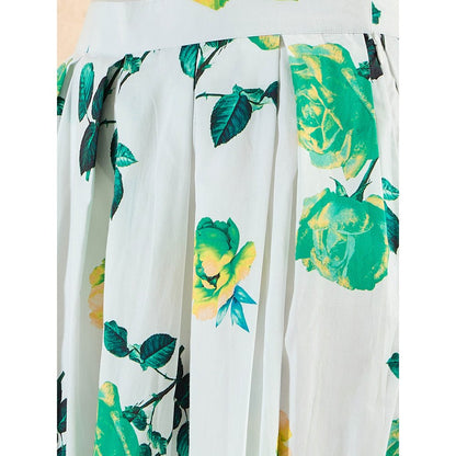 First Resort by Ramola Bachchan White And Green Floral Wide Leg Palazzo